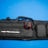 Black Kaine Cues 4x4 pool cue case with storage pockets and embroidered logo.