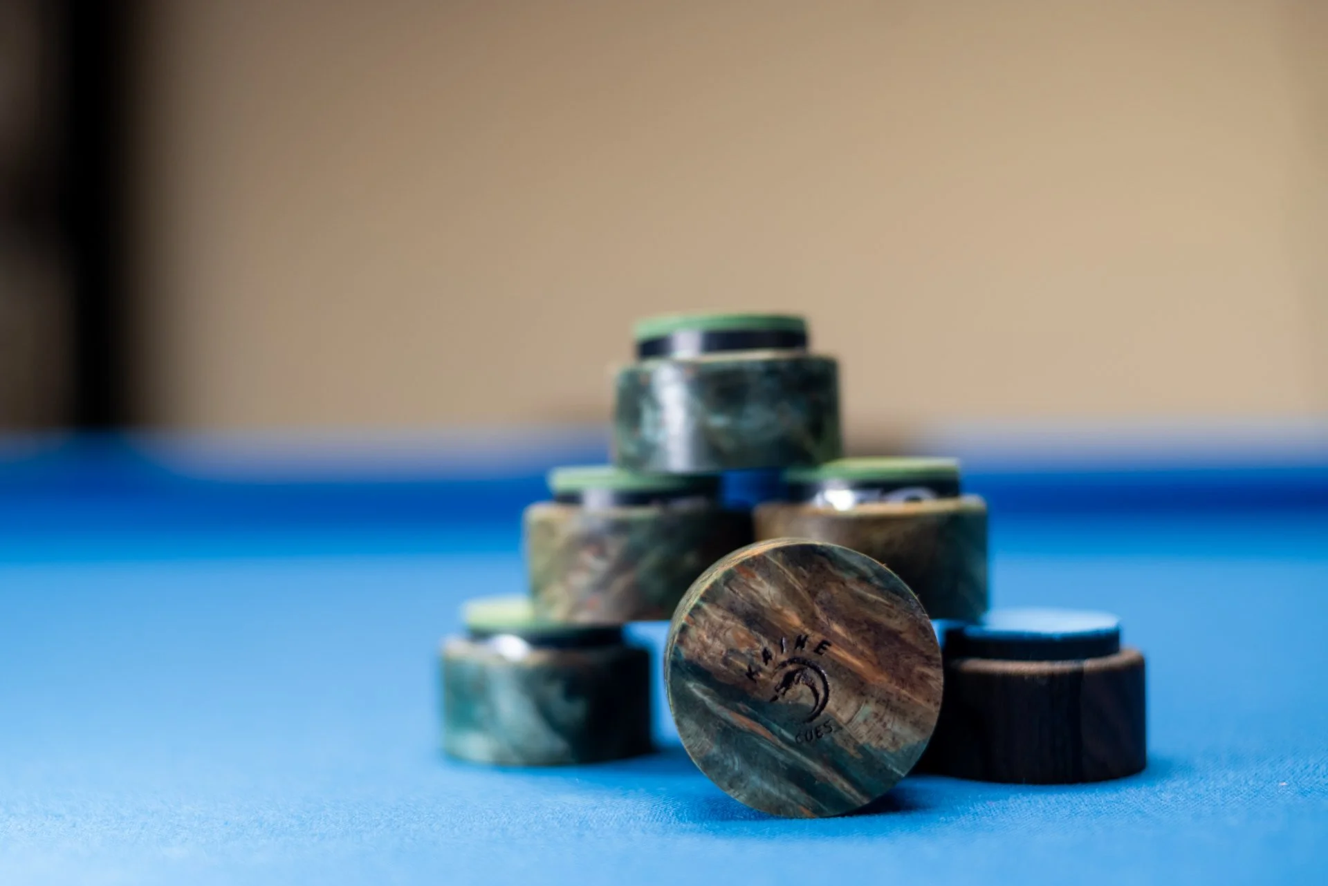 Piece of Kaine Cues premium pool chalk displayed on a neutral background.