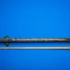 Full view of the handcrafted Silver Three pool cue made with cocobolo crotch wood